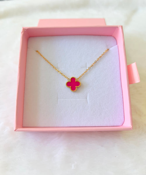 Magenta Clover Necklace