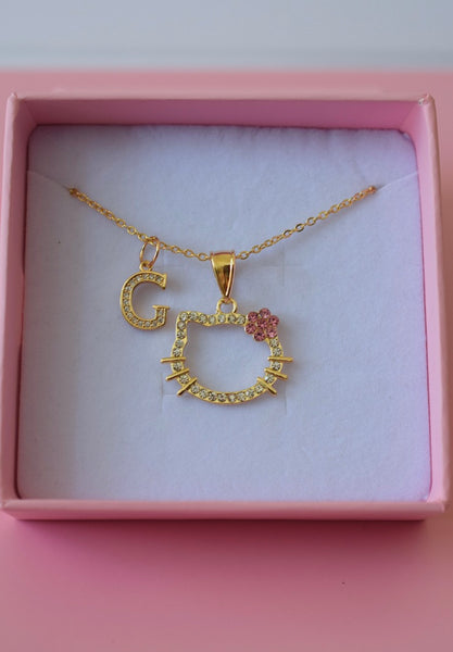 Pink Flower Kitty & Initial (Rolo)