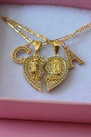 Diamond Saint Jude & Mary Hearts With Initials