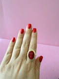 Red Adjustable Mary Ring