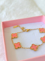 Dusty Rose Lucky Clover Bracelet