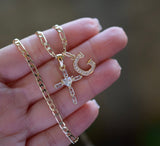 Baguette Heart Cross & Initial