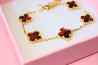 Burgundy Lucky Clover Bracelet