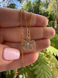 Enamel Flower Necklace (beige)