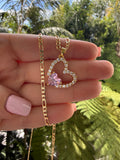 Heather Heart (figaro chain)