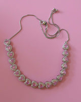 Pink Heart Tennis Necklace