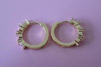 Pink Marquise Huggie Hoops