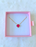 Magenta Clover Necklace