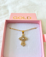 Crystal Cross (Rolo Chain)