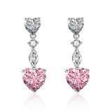 Pink Heart Dangle Earrings