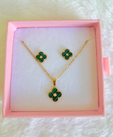 Green Lucky Clover Set Or Separate (Rolo Chain)