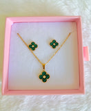 Green Lucky Clover Set Or Separate (Rolo Chain)