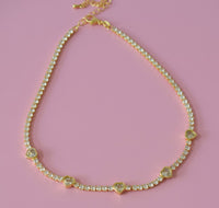 Bezel Heart Tennis Necklace