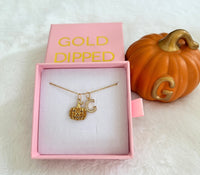 Diamond Pumpkin With Initial (Rolo Chain)