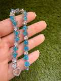 Heart Tennis Bracelet (blue topaz & diamond)