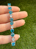 Heart Tennis Bracelet (blue topaz & diamond)