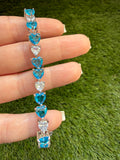 Heart Tennis Bracelet (blue topaz & diamond)