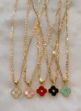 Lucky Clover Necklace In 7 Colors (Figaro Chain)