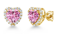 Pink Halo Heart Studs (Gold)