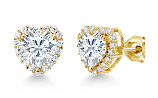 Halo Heart Studs (Gold)