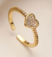 Adjustable Pavé Heart Ring