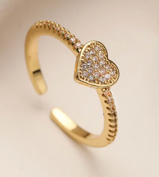 Adjustable Pavé Heart Ring