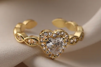 Adjustable Vintage Style Heart Ring