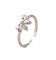 Adjustable Silver Bow Ring