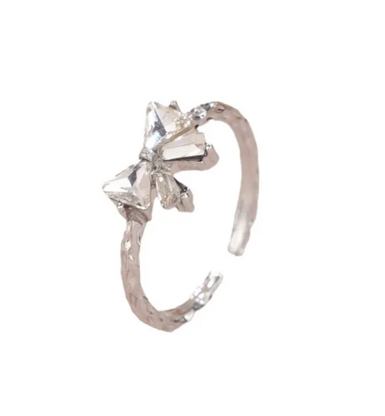 Adjustable Silver Bow Ring