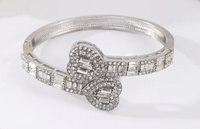 Baguette Heart Bangle (Silver)