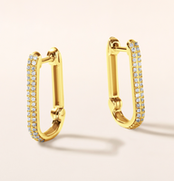 Rectangle Small Diamond Hoops