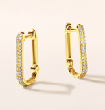 Rectangle Small Diamond Hoops