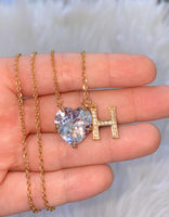 Solitaire Heart & Initial Necklace