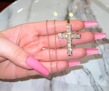 Square Cross (Clear/Rolo Chain)