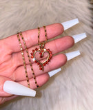 Red Open Heart Necklace With 2 Chain Choices