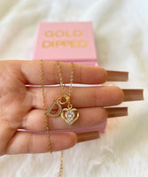 Diamond Heart With Initial (Rolo Chain)