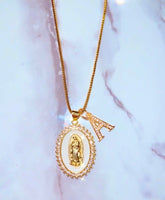 White Mary & Initial (Box Chain)