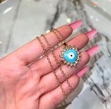 Bling Eye Heart (Turquoise/Rolo Chain)