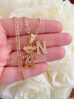 Icy Initial And Birthstone Kid Necklace (1 Kid/No Ball)