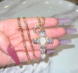 Mother Mary Cross & Letter (Figaro Chain)