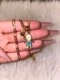 Birthstone Kids And Gold Teddy Necklace (1 Kid)