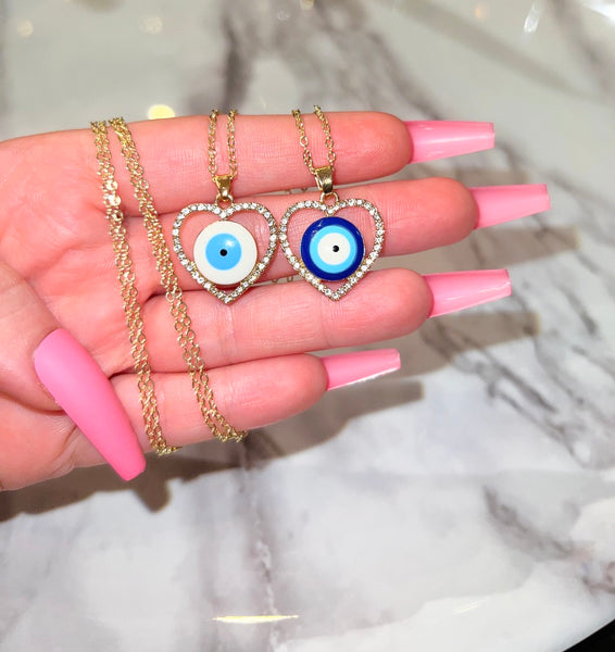 Halo Heart Eye Necklace (Rolo Chain)