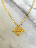 Heart & Arrow Mama Necklace (Figaro Chain)