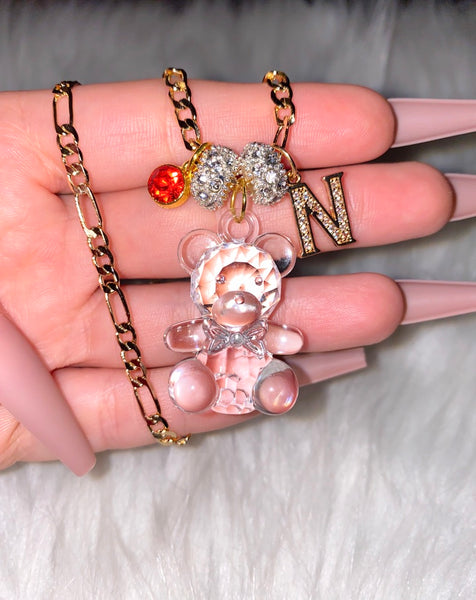 Crystal Teddy, Icy Initial, And Birthstone Combo