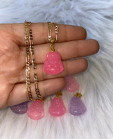 Authentic Pink Or Purple Jade Buddha Necklace