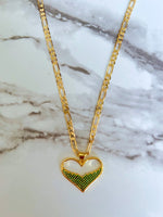 Emerald Heart (Figaro Chain)