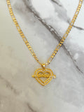Heart & Arrow Mama Necklace (Figaro Chain)