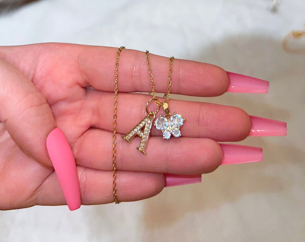 Dainty Iced Out Butterfly Necklace With Letter