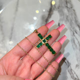 Square Cross (Green/Rolo Chain)