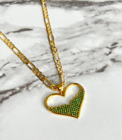 Emerald Heart (Figaro Chain)